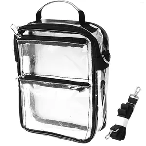 Kosmetiktaschen aus Kunststoff für Damen, kleine transparente PVC-Make-up-Tasche, Reißverschluss, einzelne Schulter, wasserdicht, mit Riemen, Geldbörsen, 17,5 x 7 x 24 cm