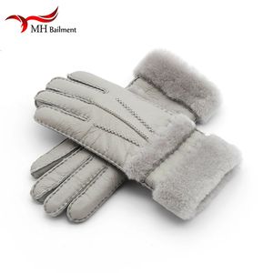 5本の指の手袋最高品質の本物の革の温かい毛皮手袋