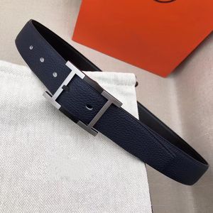 Classics Men Belt Designer Mens and Woman Fashion Togo Leather Classic Reversible Belt Black Brown H Gold Silver Buckles 38cm HT0269