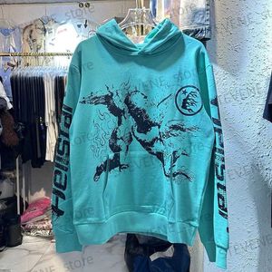 Men's Hoodies Sweatshirts American Vintage Abstract Printing Hellstar Hoodies Men Women Harajuku Green HELLSTAR Sweatshirts Pullovers T231215