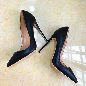 Dress Shoes Solid Black Matte Women Pointed Toe Slip On High Heels Elegant Ladies Chic Stiletto Pumps OL Fashion