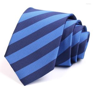 Bow Ties 2023 7.5cm genişliğinde klasik mavi çizgili boyun kravat yüksek kaliteli moda erkekler için resmi formal