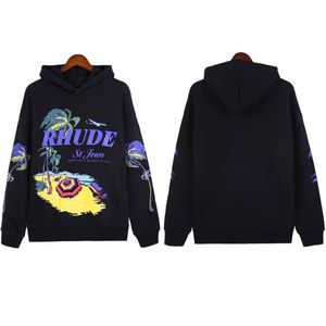 새로운 유니스로드 Rhude Hoodie Mens 여자 디자이너 후드 스웨터 스웨터 하이 스트리트 스웨트 셔츠 가을과 봄 패션 캐주얼 풀오버 36