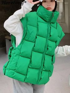 Kvinnors västar Horetong Autumn Winter ärmlösa jackor Kvinnor 2023 Korean Fashion Cotton Padged Down Vest Loose Whett tjock dragkedja Waistcoat