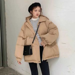 Parkas femininas para baixo 2023 novas mulheres jaqueta curta inverno parkas grosso com capuz algodão acolchoado jaqueta casacos roupas femininas solto parka outerwearl231215