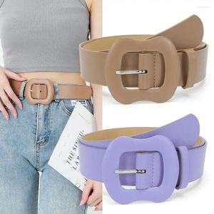 Belts Fashion Simple Metal Buckle Sweet Japanese Style Women Waistbands Candy Color PU Leather Waist