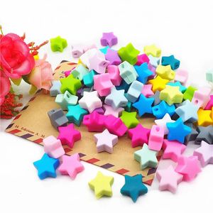 Pacifier Holders Clips Chenkai 50pcs 15mm Silicone Star Teether Beads DIY Baby Shower Dummy Nursing Jewelry Toy Making A Free 231215