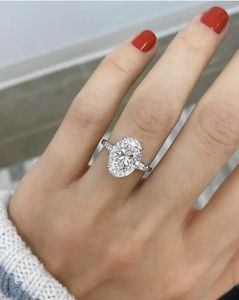 Alyans Gerçek 925 STERLING Gümüş Oval Kesim 4ct Elmas Yüzükler Kadınlar için Ebedi Nişan Yüzüğü Seti Topaz Taş Markası Fine 925 Takı 231214