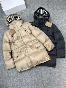 Зимний мужской пуховик средней длины с капюшоном, повседневная куртка-пуховик, модельер, теплое пальто, размер S-XXL