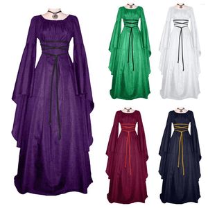 Casual Dresses Maxi Dress For Women Medieval Retro Gothic Gown Long Sleeve Lace Up Cosplay Evening Party Prom Elegant