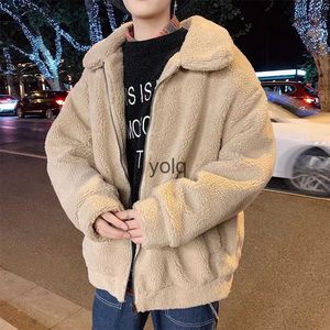 Men's Down Parkas Winter Lamb Hair Jaet Men Warm Fashion Parka ien Plush Short Coat Man Streetwear Loose Cotton Cloes Male S-5XL5yolq