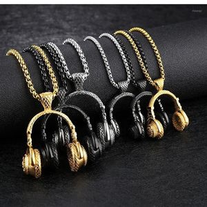 Anhänger Halsketten Rock DJ Musik Kopfhörer Halskette Mode Edelstahl Männer Frauen Hip Hop Headset Party Coole Schmuck287g