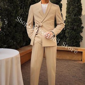 Herrar dräkter blazers senaste herrdräkt blazer byxor design smala passform 2 stycken män kostymer brudgummen bröllop tuxedos dräkt homme mariage 231214