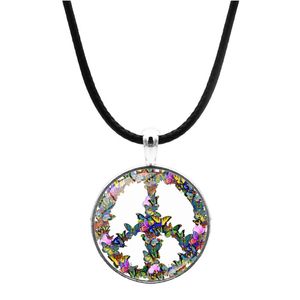 Collana con segno di pace con farfalla per donna Accessori moda con pendente retrò in corda di cuoio creativa