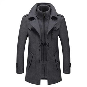 Мужское полушерстяное пальто из двух частей, мужское зимнее новое пальто 2023 года, мужское кашемировое облегающее шерстяное бушлат, деловое пальто, ветровка yolq