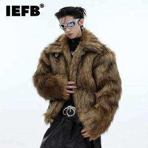 Futro męskie Faux Fur IEFB Vintage Męski płaszcz Faux Fur Niszowy z polaru kurtka płukana kołnierz moda zagęszcza męska kurtka High Street 9C3778 231214