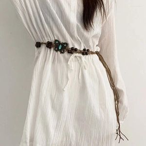 Cinture Stile etnico Catena in vita da donna Cintura di lusso femminile con fiocco versatile intrecciata a mano decorativa bohémien