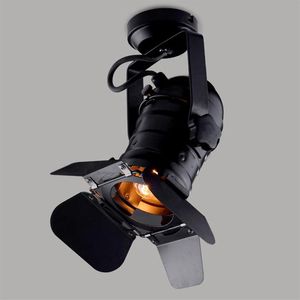 Vintage E27 Track Light Loft Industrial Spotlight Rail Light Black Track Lamp for barn door Clothes Store Shop Lighting Fixtures2598