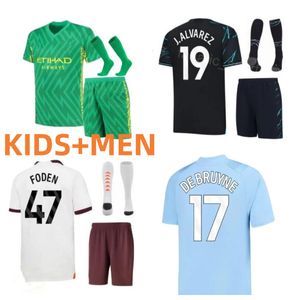 Kids goalkeeper 31# EDERSON M. Soccer Jerseys 23 24 HAALAND DE BRUYNE GREALISH DOKU FERRAN MAHREZ FODEN BERNARDO JOAO RODRIGO Football Shirt Kids Sets Uniforms