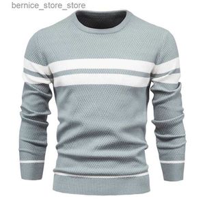 Męskie swetry Nowe jesienne pullover męskie sweter O Neck Patchwork Długie rękaw ciepłe szczupły zimowe swetry mężczyźni swobodny sweter mody Mężczyźni ubrania Q240530