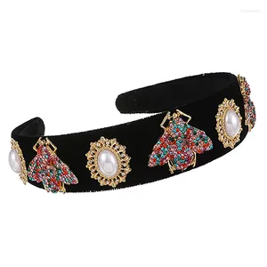 Korean Imitation Pearls Headbands For Women Boho Vinatge Colorful Crystal Hair Bands Statement Jewelry 2023