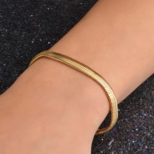 Snake Chain Link Armband Male Braslet 14K gula guldarmband för män Kvinnor Punk smycken gåva