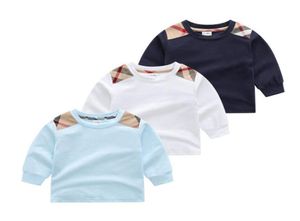 Spring Autumn Baby Boys Girls Tshirts Fashion Kids Long Sleeve Plaid Tshirt Childern 100 Cotton Casual Shirt Child Pullover Gir6174166