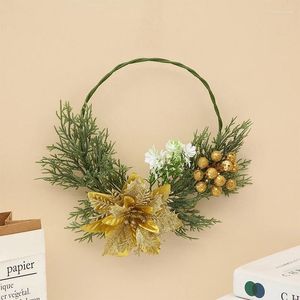 Dekorative Blumen Glitter Künstliche Weihnachtsbaum Ornamente Weihnachten Gefälschte Beere Für Zuhause 2024 Jahr Party Decor Kranz