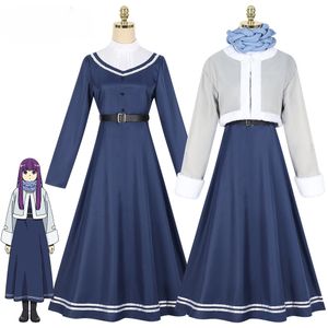 Anime -Kostüme Frier bei der Bestattung Cosplay -Kostüm -Perücken -Mantel -Outfit ausgefallene Winteruniform Frauen Halloween Carnival Party Set Co.