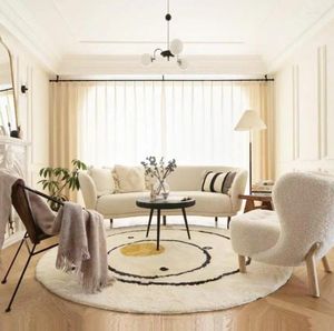 Carpets French Abstract For Living Room Minimalist Bedroom Decor Round Plush Rugs Chair Floor Mat Anti-slip Thick Area Carpet