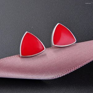 Brincos de parafuso prisioneiro triângulo vermelho estilo moda outono jewerly para mulher 2023 presente em 925 prata esterlina super ofertas