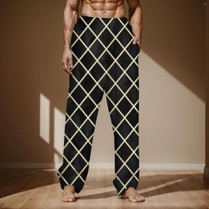 Calças Masculinas Pijama Casual Masculino Com Cordão E Bolsos Roupas Masculinas Perna Larga Solta Fit Caminhadas