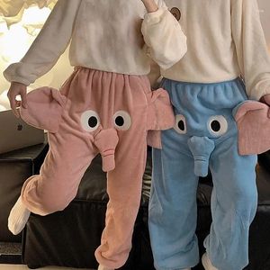 Calças femininas bonito cartton elefante pijama casual homens casa dormir calças roupas adultas pelúcia