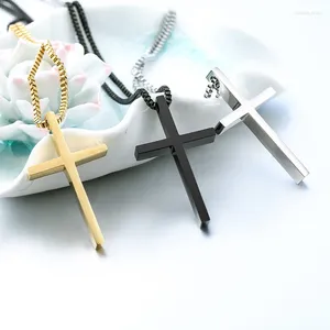 Pendant Necklaces Mirror Brushed Cross Stainless Steel Men Unique Titanium Necklace Chain Jewelry