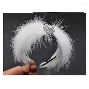 Women Princess Ballet Hair Accessories Headband Top For Wedding Christmas Swan Lake Feather Headdress With Rhinestone