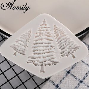 Moldes de cozimento Aomily Chrsitmas Árvore em forma de silicone Moldes DIY Bolo de Natal Mold Sugar Craft Chocolate Fondant Ferramentas de decoração 231215