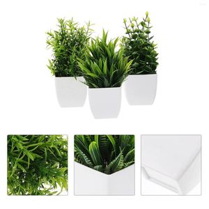 Dekoratif Çiçekler 3 PCS Simüle Saksı Bitki Sahte Bonsai Mini Yapay Bitkiler Sahte İç Mekan PP Taklit Süsler Ofis