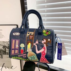 Borse a tracolla da donna 6 colori borsa a cuscino in pelle spessa di alta qualità borsa ricamata dolce e adorabile zaino graffiti personalizzato di grande capacità 7068 #