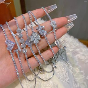 Torebki biżuterii Syntetyczne moissanite Diamond Srebrny Bransoletka sznurka Pełna linowa linowa linowa linowa małe kobiety światło