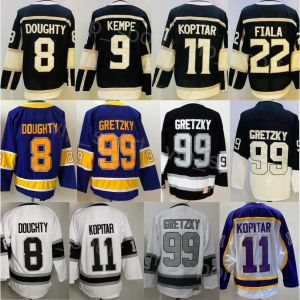 Personalizado Mens Hóquei 22 Kevin Fiala Jersey Reverse Retro 9 Adrian Kempe 99 Wayne Gretzky 8 Drew Doughty 11 Anze Kopitar Stadium Series Embroid