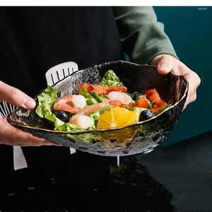 Płytki Kreatywny kropla woda szklana miska w kształcie talerza owocowego prosta przezroczysta phnom penh sałatka warzywna domowy śniadanie płatki owsiane
