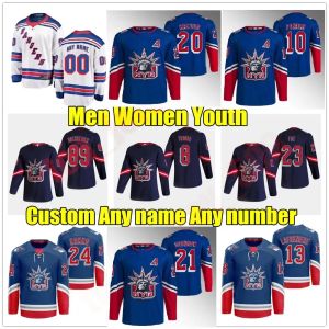 Özel 23 Adam Fox NY Ters Retro Hokey Forması 10 Artemi Panarin Rangers 31 Igor Shesterkin Mika Zibanejad Chris Kreider Jacob Troba Kaa