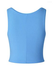 Kvinntankar Kvinnor S Y2K Ribbed Sticked V Neck Crop Tank Topps ärmlös lågskuren estetik monterad gymträning