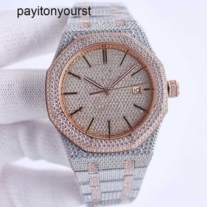 Orologio Audemar Pigue AP Diamond Orologi fatti a mano pieni di diamanti Meccanico automatico da uomo 41mm con acciaio tempestato di diamanti Zaffiro Donna Business rj