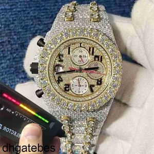 Piquet Audemar Ny version Ston Watch Gold Sier Pass TT Mens VVS Diamonds Top Quality Automatisk ETA Movement Luxury Iced Out 2-Tone High Quality