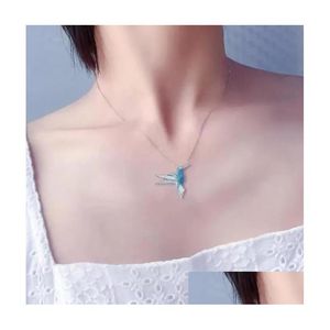 Pendant Necklaces 2023 Necklace Designer 1Pc Unique Style Fashion Blue Hummingbird Bird Girls Women Jewelry Summer Gift Drop Deliver Dhxbt