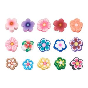 200pcs set Mixed Flowers Polymer Clay Cabochons No Hole Loose Beads For DIY Handmade Jewelry Making Scrapbooking Decoration283B