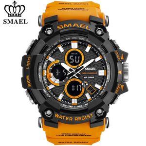 Smael 1802 Sports Men 's Watches 최고 브랜드 군사 석영 시계 남성 방수 Thock 남성 디지털 시계 relogio masculino214h