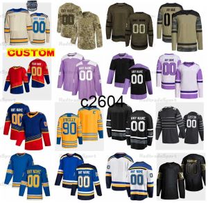 Custom Reverse Retro Hockey Jerseys Parayko Schenn Binnington Camo Fights Cancer Krug Kyrou Thomas Buchnevich Faulk Saad Kapanen Leddy Neighbours Barba