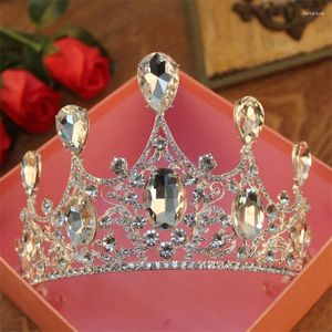 Saç klipsleri muhteşem köpüklü büyük kristal düğün başbakanı gelin taç parti gösteri pageant altın gümüş kaplama aksesuarları hediyeler